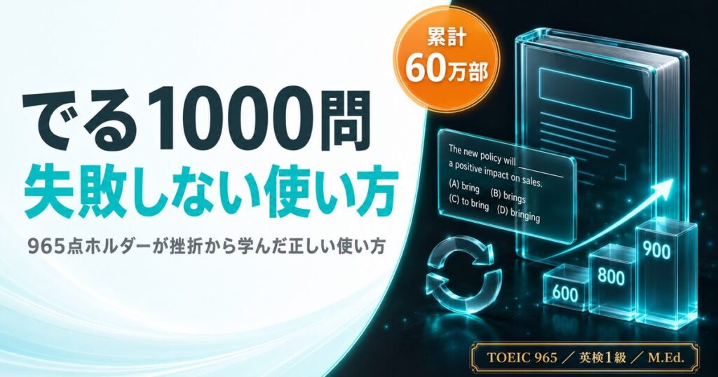 TOEIC でる1000問レビューを解説した記事のアイキャッチ画像