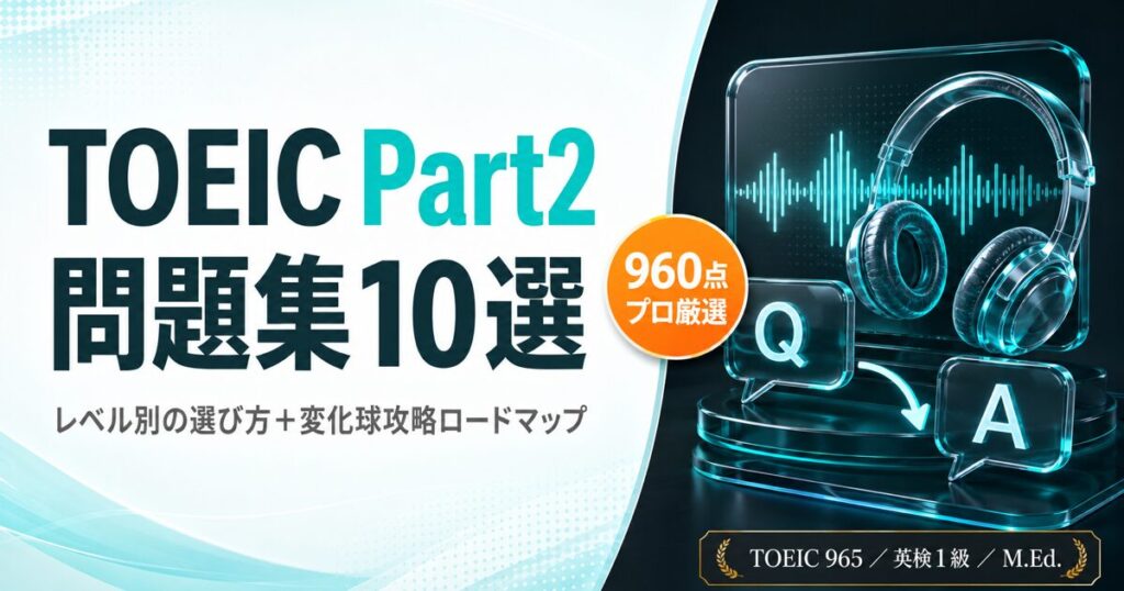 【960点プロ厳選】TOEIC Part2問題集10選を解説した記事のアイキャッチ画像