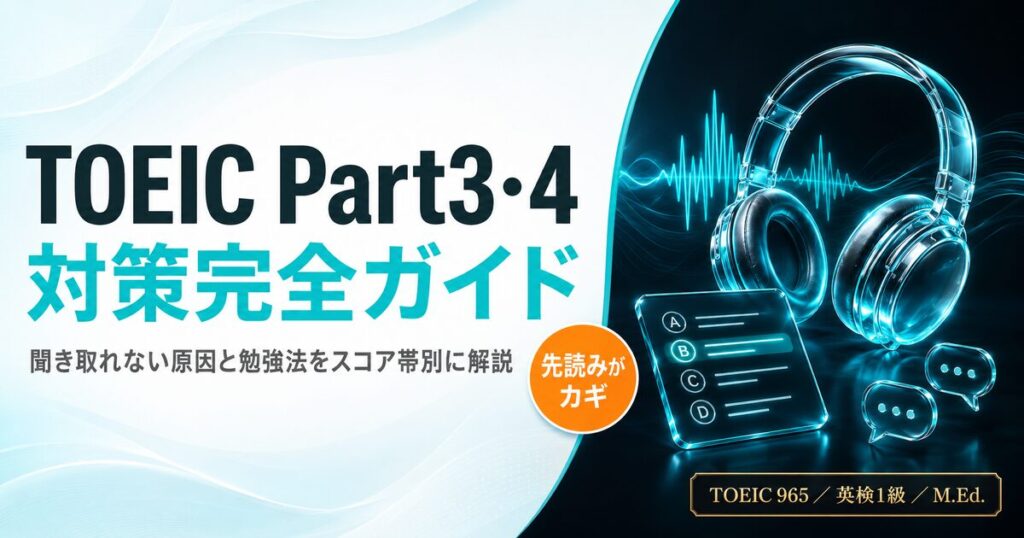 TOEIC Part3・Part4の対策完全ガイドを解説した記事のアイキャッチ画像