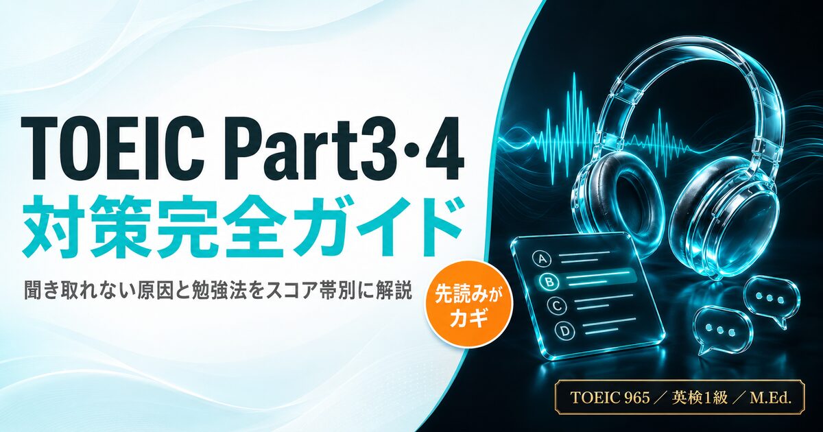 TOEIC Part3・Part4の対策完全ガイドを解説した記事のアイキャッチ画像
