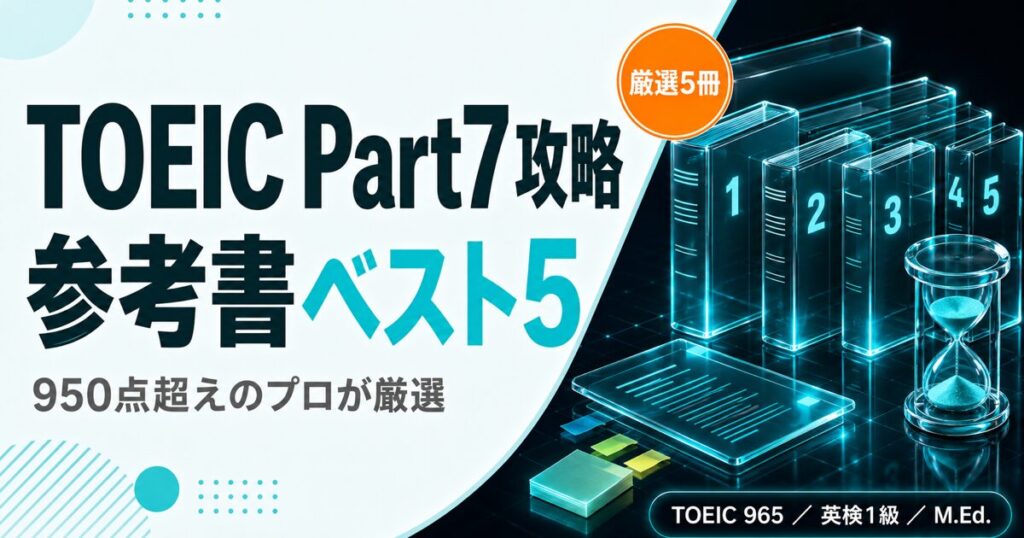 950点超えのプロが厳選！TOEIC Part7攻略のための参考書ベスト5を解説した記事のアイキャッチ画像
