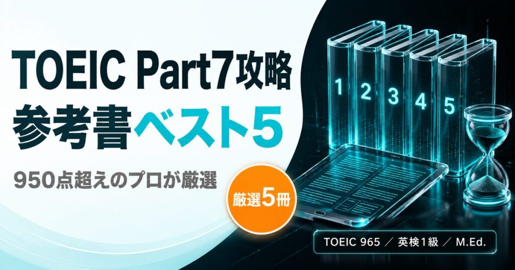 950点超えのプロが厳選！TOEIC Part7攻略のための参考書ベスト5を解説した記事のアイキャッチ画像