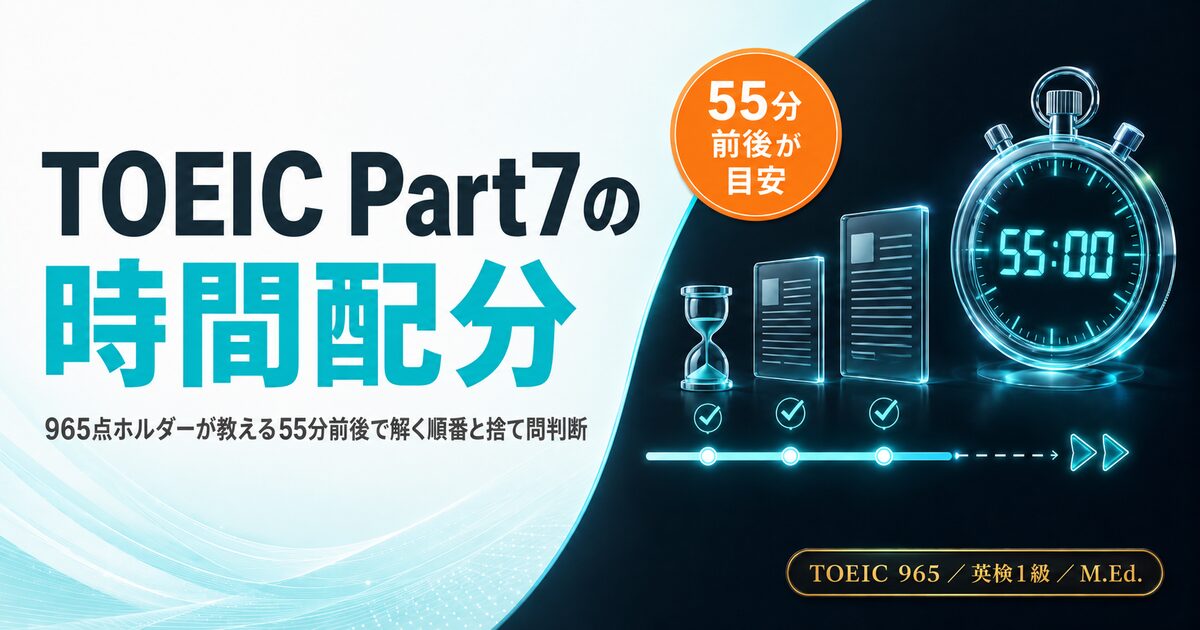 TOEIC Part7の時間配分を解説した記事のアイキャッチ画像