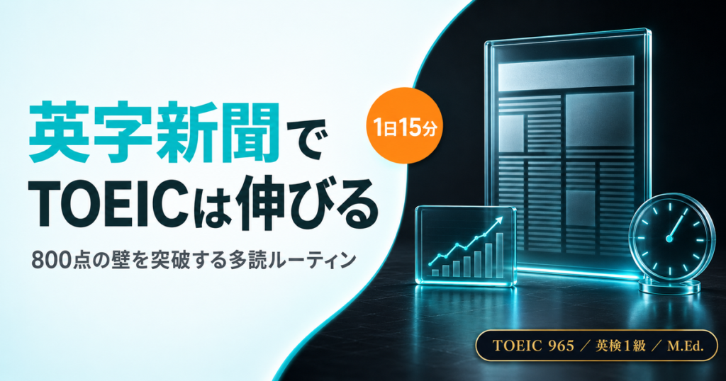 「英字新聞でTOEICのスコアが伸びる理由」を解説した記事のアイキャッチ画像