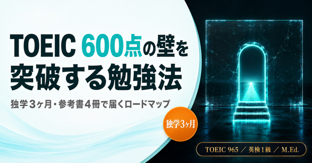 TOEIC 600点の壁を突破する勉強法を解説した記事のアイキャッチ画像