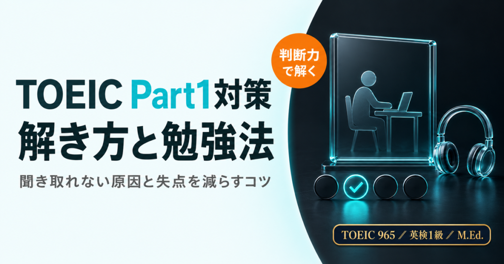 「TOEIC Part1対策」を解説した記事のアイキャッチ画像